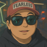 サングラス,赤い帽子,FEARLESS,アニメ風
