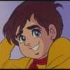 アニメ,少年,笑顔,黄色の服,古典アニメ