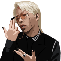 男性,サングラス,金髪,黒い服,指ポーズ,おしゃれ,イラスト