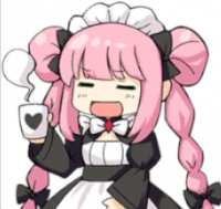 メイド,ピンク髪,ツインテール,アニメ風,カップ,ハート,可愛い,ほっこり,リボン,笑顔