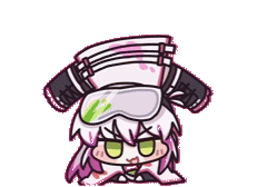 アニメ,キャラクター,白髪,ゴーグル,緑目,ツインテール,ヘッドギア,かわいい,表情