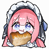 ピンク髪,メイド,パンを食べる,アニメキャラクター