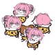 ちびキャラ,ピンク髪,原始人,ヒョウ柄,ダンス,ぐるぐる,かわいい,ステッカー,複数キャラ,アイコン