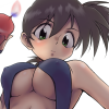 アニメ,女性,ポニーテール,リンゴ,巨乳,セクシー,可愛い
