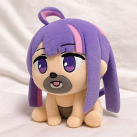 ぬいぐるみ,犬,紫髪,アニメ風,可愛い,お座り