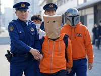 警察官,逮捕,紙袋,護送