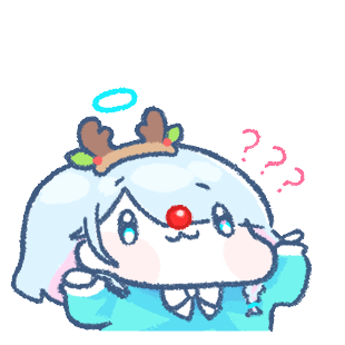 女の子,イラスト,天使の輪,トナカイカチューシャ,赤い鼻,水色の髪,疑問,？