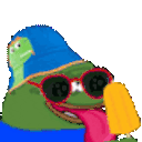 カエル,サングラス,帽子,アイス,pepe