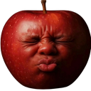 リンゴ,顔,人面果物,変顔,シュール