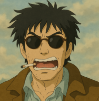 アニメ,サングラス,怒り,タバコ