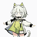 猫耳,アニメキャラクター,白髪,黄色い服,動くアイコン