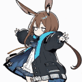 アニメ,キャラクター,うさぎ耳,ポーズ,スカーフ