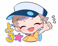 キャラクター,帽子,笑顔,指差し,よま