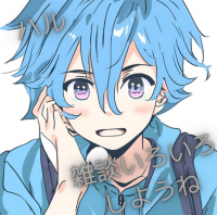 青髪,笑顔,アニメキャラクター,ハル,雑談いろいろしようね