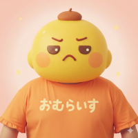 キャラクター,オムライス,デフォルメ,おむらいす,丸い顔,アニメ風,オレンジシャツ