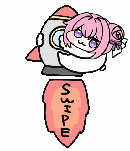アニメ風,ピンク髪,ロケット,キャラクター,可愛い,猫耳,リボン,SWIPE,イラスト,手描き風