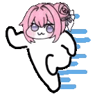 ゆっくり,猫口,ピンク髪,リボン,バラ,デフォルメ,アニメ風,走る,かわいい