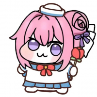 デフォルメ,女の子,ピンク髪,紫目,セーラー服,ローズ,ミニキャラ