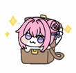 イラスト,ピンク髪,紫目,カバン,デフォルメ,かわいい,バラ
