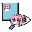 ピンク髪,女の子,ぬいぐるみ,スマホ,枕,かわいい,イラスト,鏡