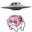 UFO,ピンク髪,キャラクター,動物,デフォルメ,可愛い