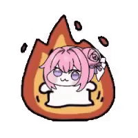 アイコン,ゆるキャラ,ピンク髪,紫目,炎,かわいい,アニメ風