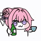 ピンク髪,酒,コップ,かわいい,キャラクター