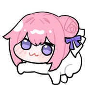 アイコン,アニメーション,ちびキャラ,ピンク髪,紫目,リボン,かわいい,猫ポーズ,女の子,デフォルメ
