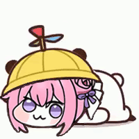 ピンク髪,プロペラ帽子,アニメ風,猫耳,可愛い,キャラクター