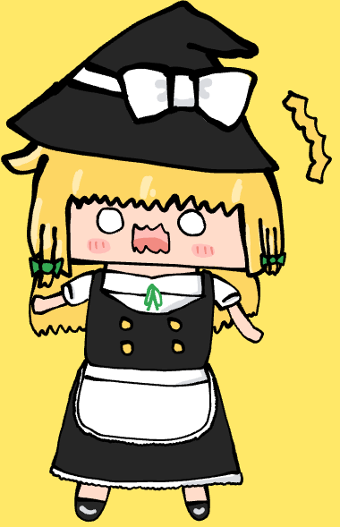 魔女,帽子,エプロン,金髪,デフォルメ,ツインテール,驚き顔,東方Project,霧雨魔理沙