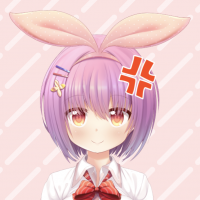 アニメ風,女の子,うさ耳,紫髪,怒りマーク,制服,リボン