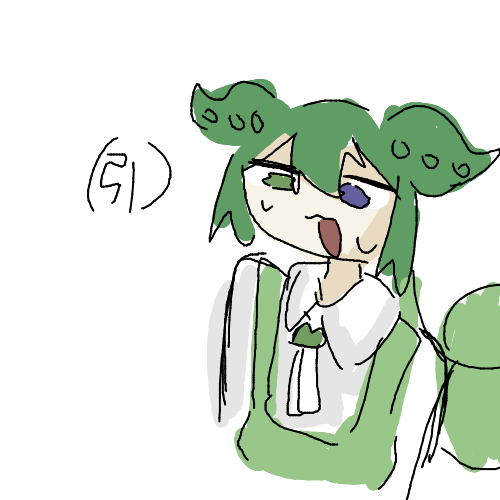 緑髪,ツインテール,アニメ風,手描き,女の子,ゆるい絵