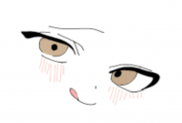 アニメ,顔,目,茶色い目,微笑み,シンプル,線画,デフォルメ